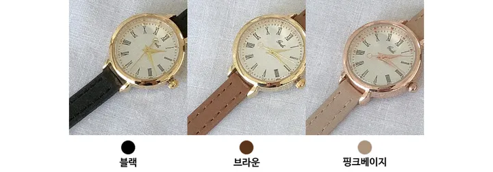 (브랜드퀄리티) 모던 라운드 가죽 손목시계 상세 이미지 7