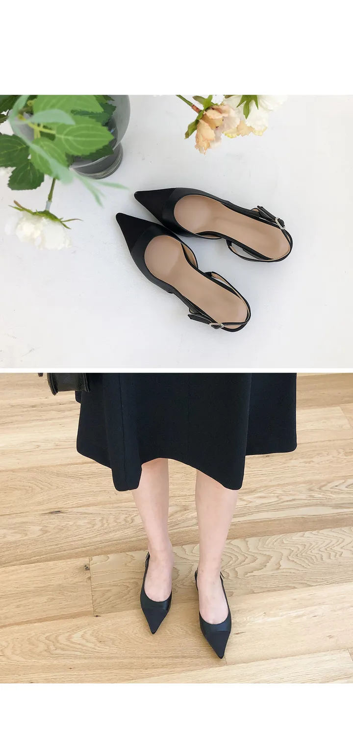 💖이뻐서 깜놀💖 편안한 국내제작👍수제화 스틸레토 쉐입의 클래시 투톤 슬링백 상세 이미지 12