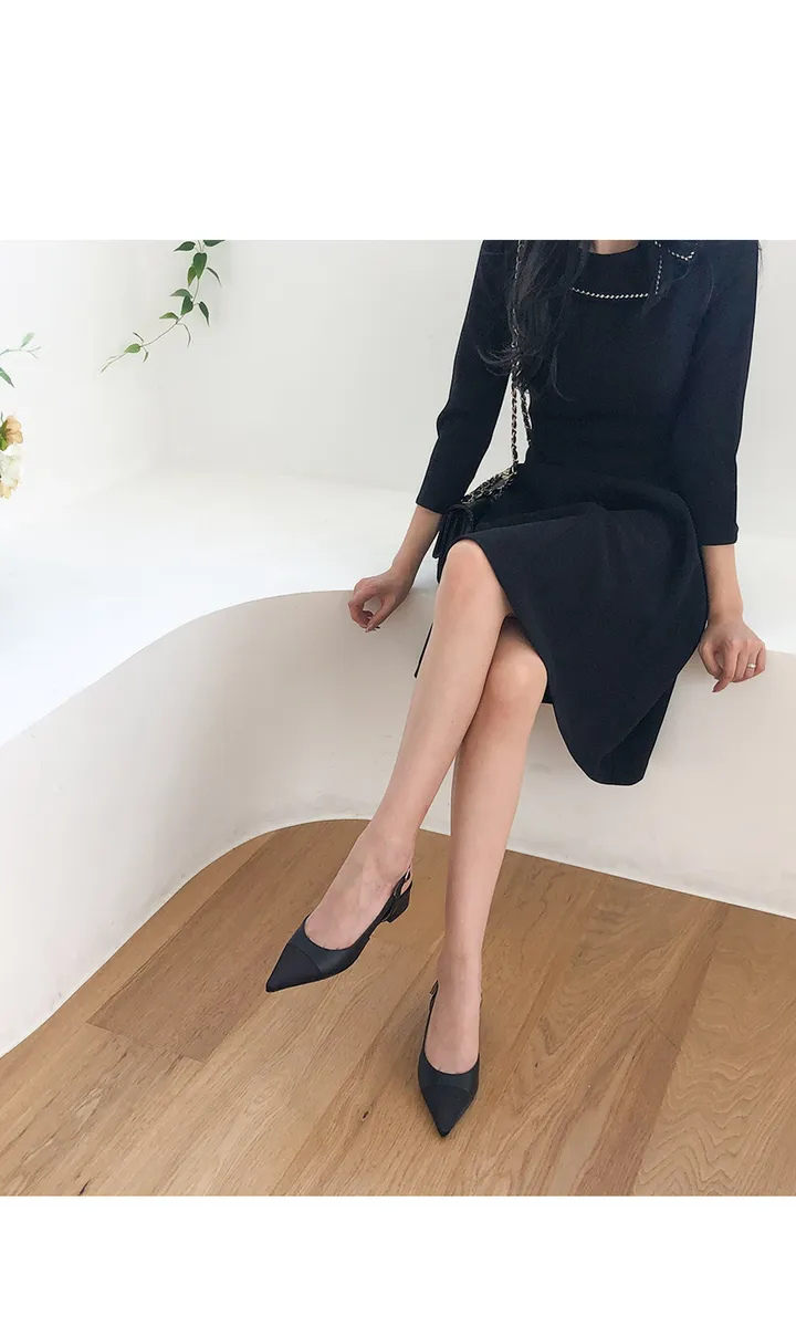 💖이뻐서 깜놀💖 편안한 국내제작👍수제화 스틸레토 쉐입의 클래시 투톤 슬링백 상세 이미지 14