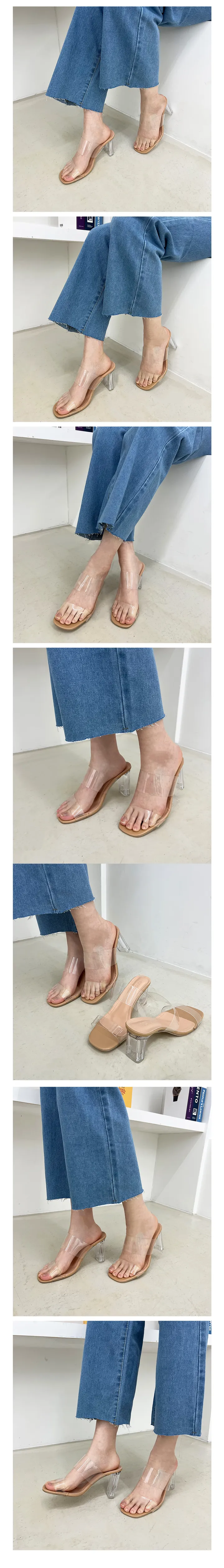 [후기극찬] 투명 pvc 메리제인 유리 미들힐 하이힐 뮬 (6.9.11cm) 상세 이미지 3