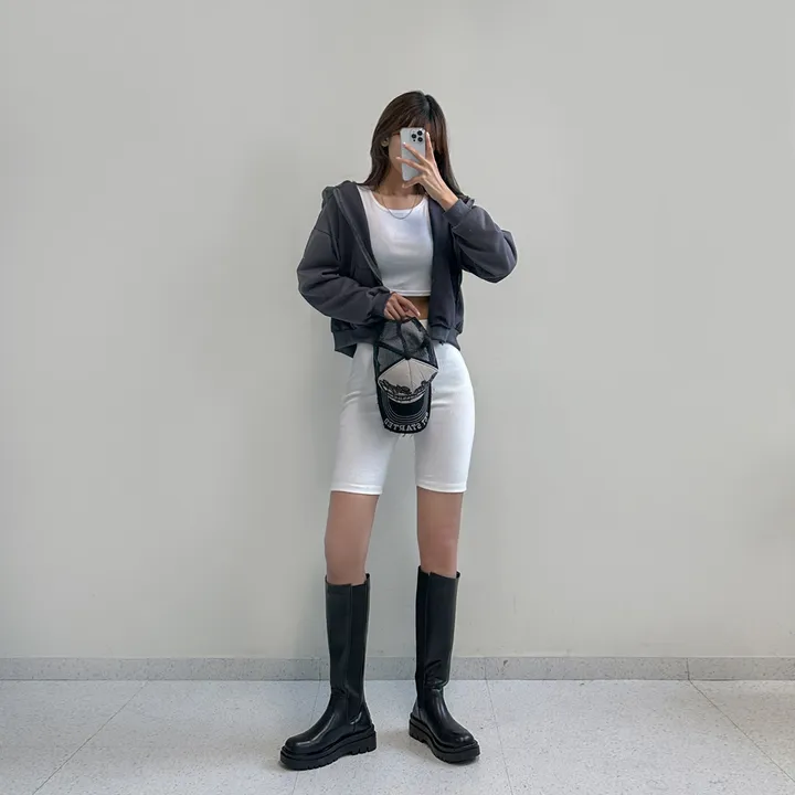 밴딩 골지 바이커 5부 하프 레깅스 요가 필라테스 휘트니스 레깅스 운동복 (5컬러) 상세 이미지 13