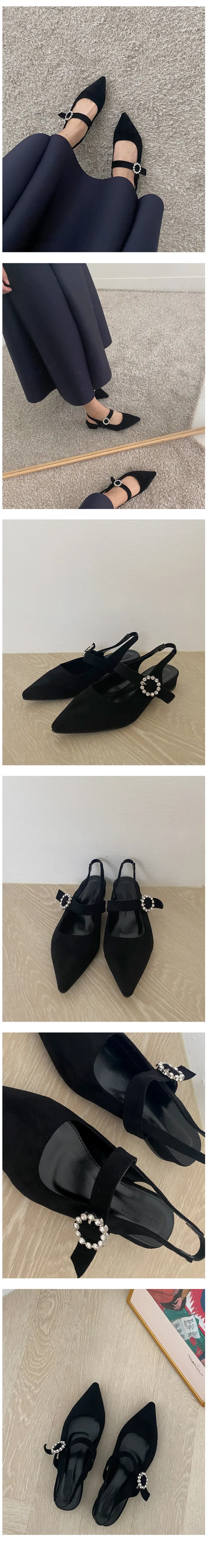 (굽 3cm) 큐빅 스웨이드 슬링백힐(225~250) 상세 이미지 2