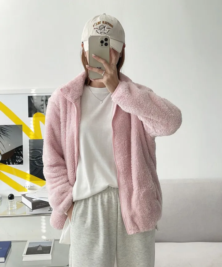 🔥타사비교❤️1+1 2장드려요❤️남녀공용 후기보장 도톰한 데일리 베이직 밍크 퍼 후리스 집업 점퍼 상세 이미지 23