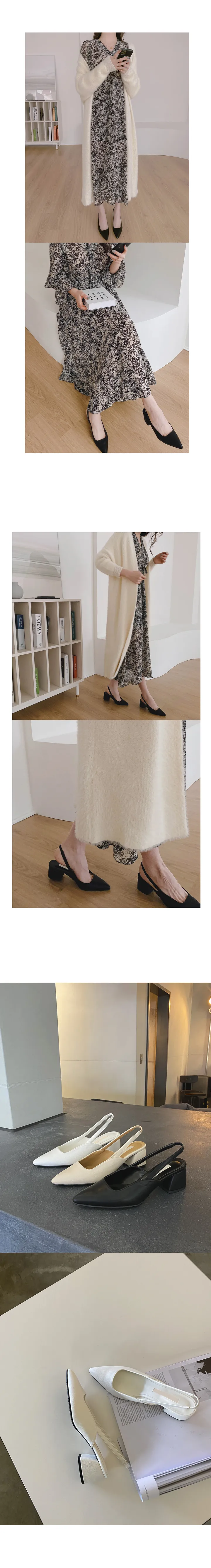 [국내제작/성수동 수제화] 모던 스틸레토 미들굽 슬링백힐 (5cm) - 3 color 상세 이미지 4
