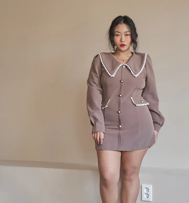 진주단추카라 미니원피스 (빅사이즈 2호까지) 상세 이미지 12