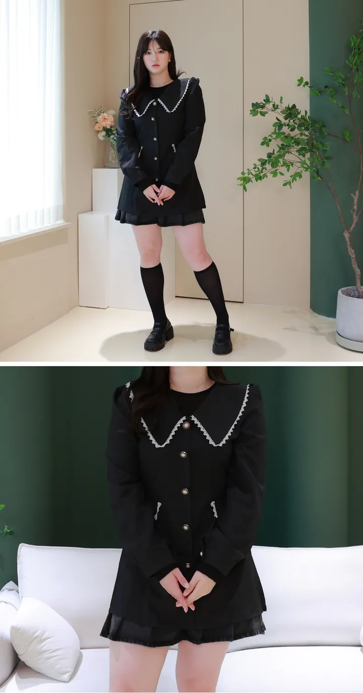 진주단추카라 미니원피스 (빅사이즈 2호까지) 상세 이미지 4