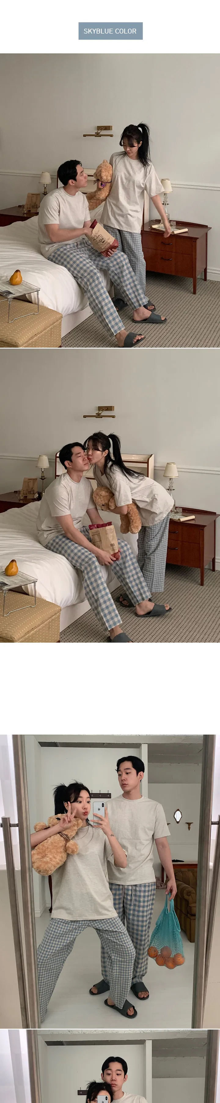 [NEW컬러추가!/1만장돌파🔥] (홈웨어) 9부 체크 파자마 커플 잠옷바지 상세 이미지 15