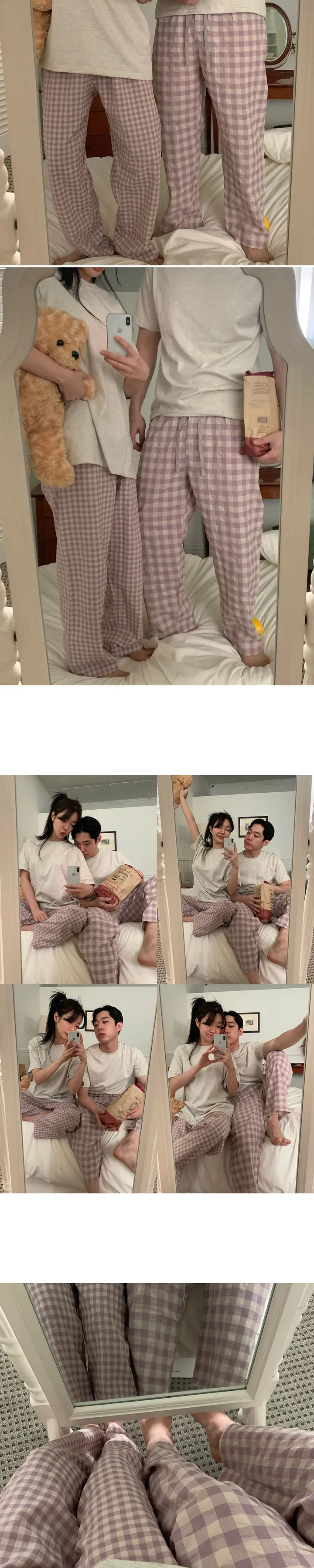 [NEW컬러추가!/1만장돌파🔥] (홈웨어) 9부 체크 파자마 커플 잠옷바지 상세 이미지 8