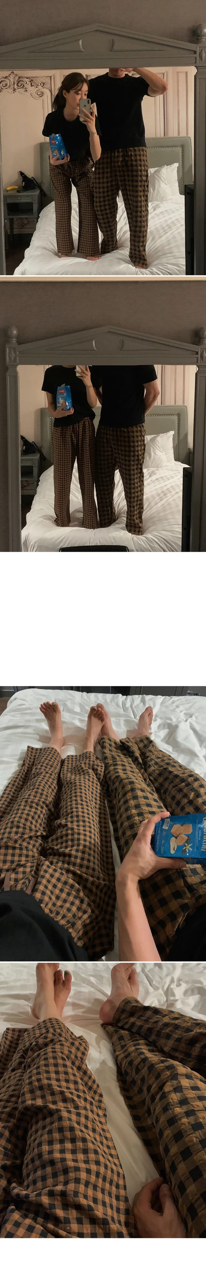 [NEW컬러추가!/1만장돌파🔥] (홈웨어) 9부 체크 파자마 커플 잠옷바지 상세 이미지 19