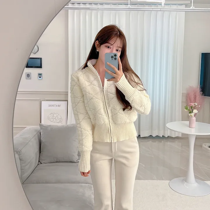 ⚡컬러추가/당일배송⚡ 다이아 뽀송이 니트 집업 자켓 5 COLORS 상세 이미지 1