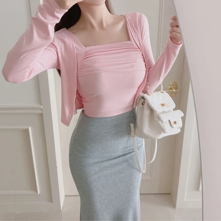 ⚡빠른배송⚡ 스퀘어 셔링 나시 가디건 세트 ( 4 COLOR ) 상세 이미지 1