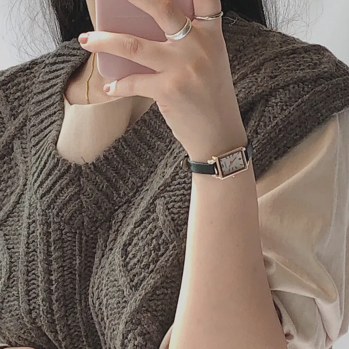 데일리 미니 스퀘어 가죽 시계 상세 이미지 6