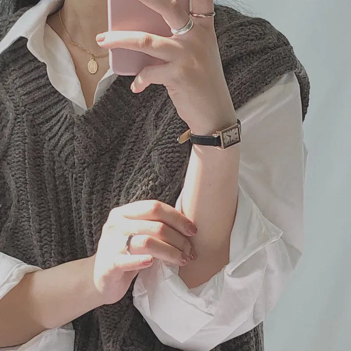 데일리 미니 스퀘어 가죽 시계 상세 이미지 12