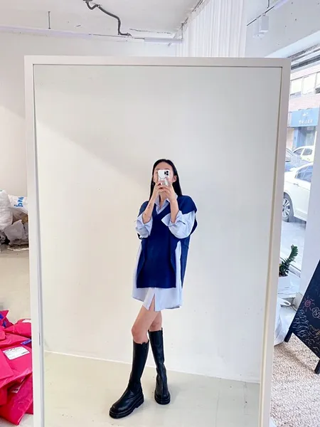 [가격실화!/핏보장!] 루즈핏 브이넥 레이어드 베이직 무지 언발 롱 니트 조끼 미니원피스 [3color] 상세 이미지 16