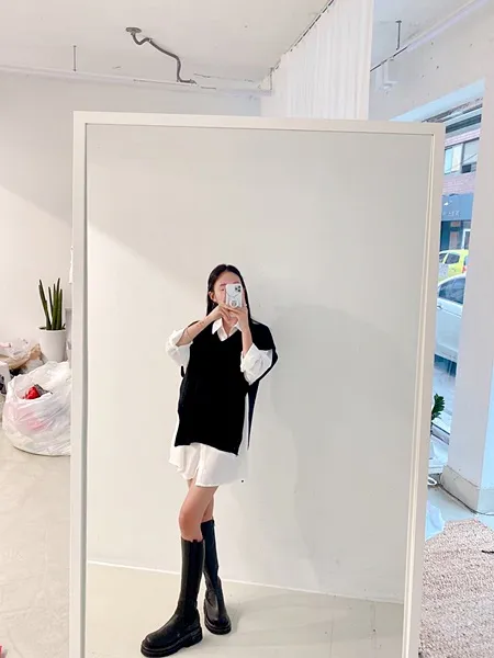 [가격실화!/핏보장!] 루즈핏 브이넥 레이어드 베이직 무지 언발 롱 니트 조끼 미니원피스 [3color] 상세 이미지 63