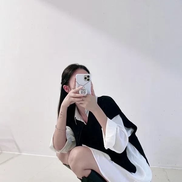 [가격실화!/핏보장!] 루즈핏 브이넥 레이어드 베이직 무지 언발 롱 니트 조끼 미니원피스 [3color] 상세 이미지 73