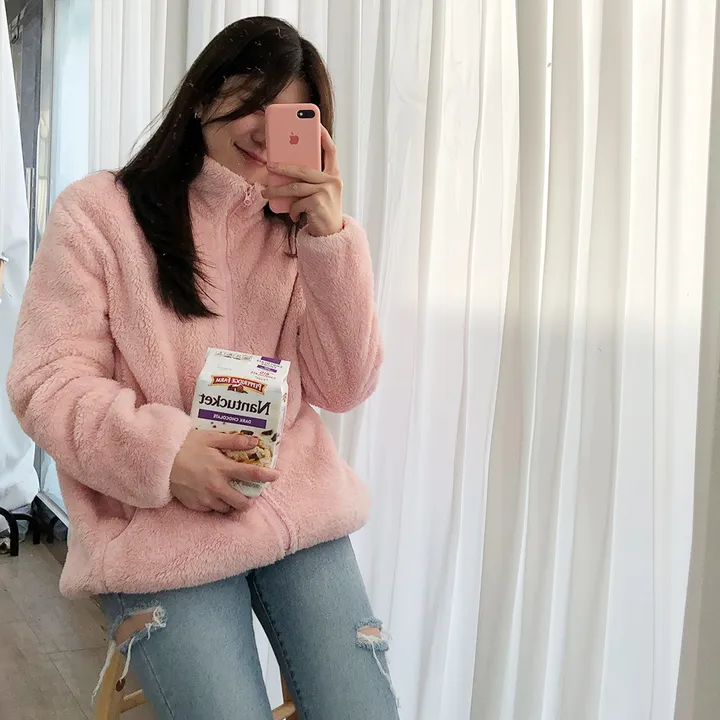[당일출고]보들 보아털 후리스 카라양털집업(5color)/간절기/플리스집업/아우터/루즈핏/오버핏후리스 상세 이미지 11
