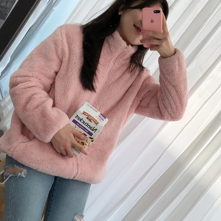 [당일출고]보들 보아털 후리스 카라양털집업(5color)/간절기/플리스집업/아우터/루즈핏/오버핏후리스 상세 이미지 12