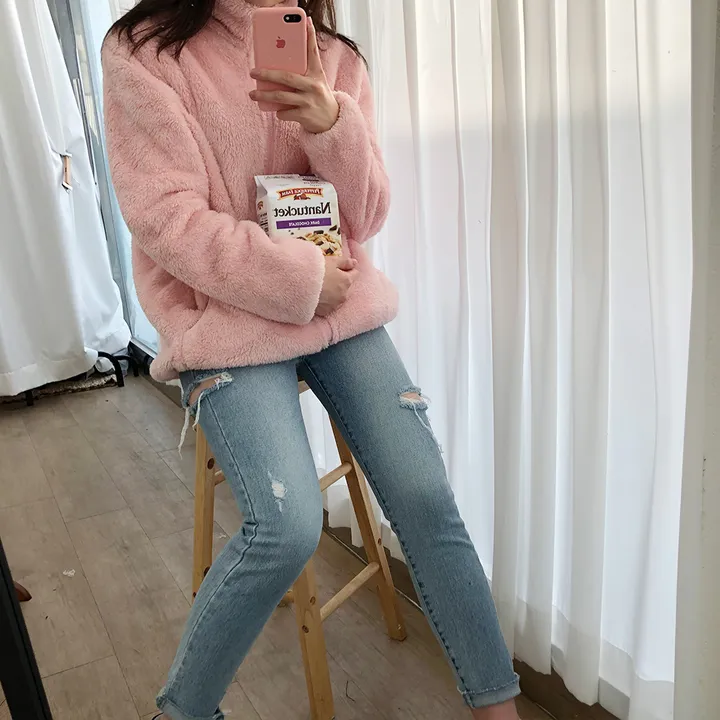[당일출고]보들 보아털 후리스 카라양털집업(5color)/간절기/플리스집업/아우터/루즈핏/오버핏후리스 상세 이미지 13
