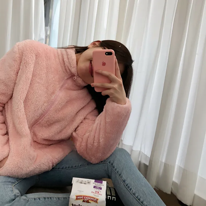 [당일출고]보들 보아털 후리스 카라양털집업(5color)/간절기/플리스집업/아우터/루즈핏/오버핏후리스 상세 이미지 16