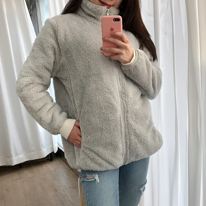 [당일출고]보들 보아털 후리스 카라양털집업(5color)/간절기/플리스집업/아우터/루즈핏/오버핏후리스 상세 이미지 17