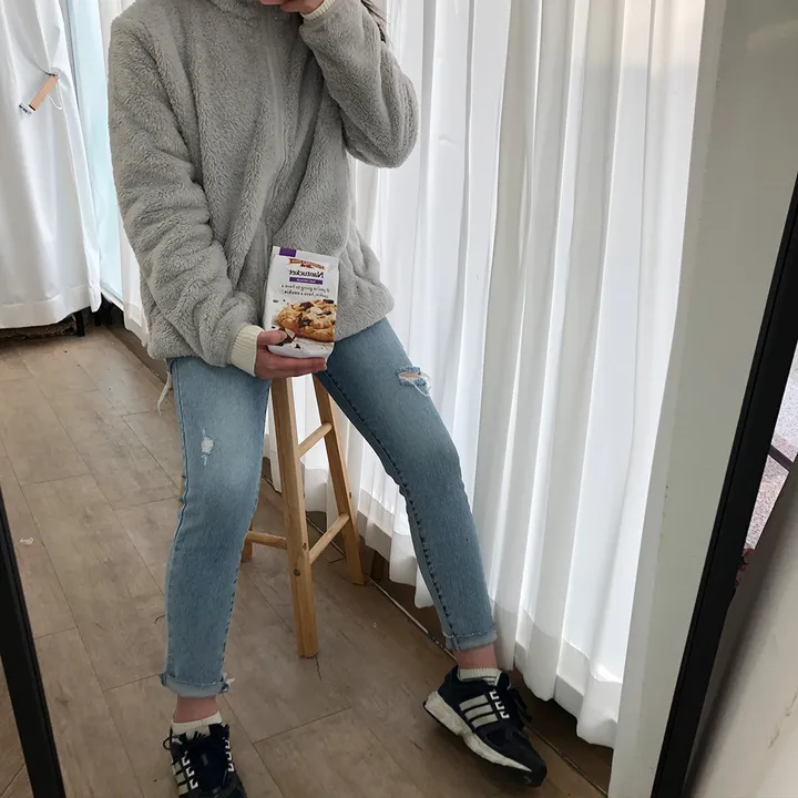 [당일출고]보들 보아털 후리스 카라양털집업(5color)/간절기/플리스집업/아우터/루즈핏/오버핏후리스 상세 이미지 20