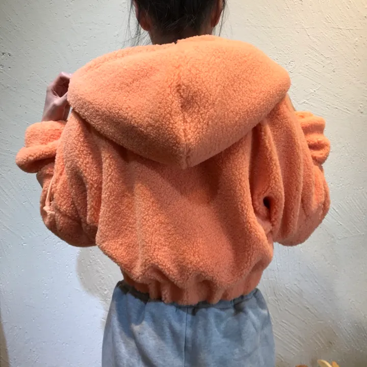 [4칼라] 재진행! 양털 뽀글이 크롭 숏 후드 캥거루 집업 점퍼 자켓 상세 이미지 19