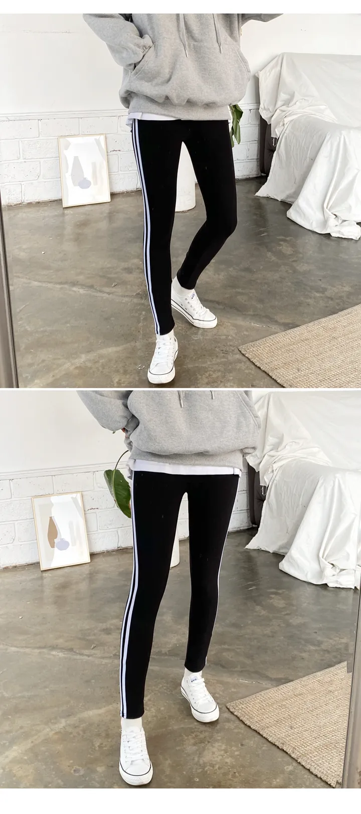 [따뜻편안]당일발송 ~2XL 핏대박! 쫀쫀 스판 융털 기모 옆 두줄 레깅스 팬츠 빅사이즈까지 이게 바로 꾸안꾸지 상세 이미지 9