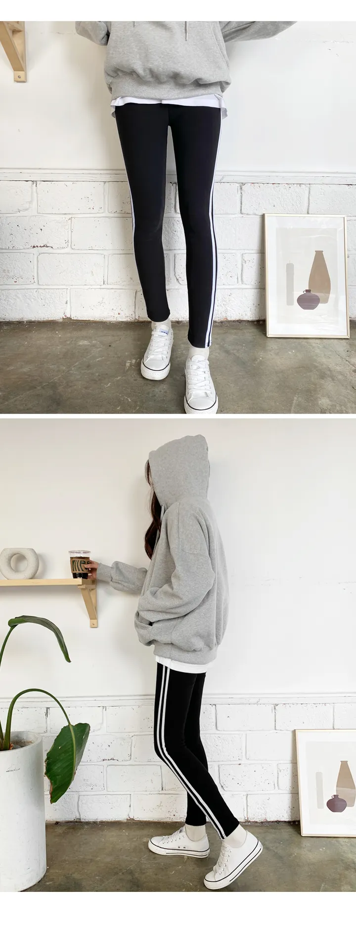 [따뜻편안]당일발송 ~2XL 핏대박! 쫀쫀 스판 융털 기모 옆 두줄 레깅스 팬츠 빅사이즈까지 이게 바로 꾸안꾸지 상세 이미지 11