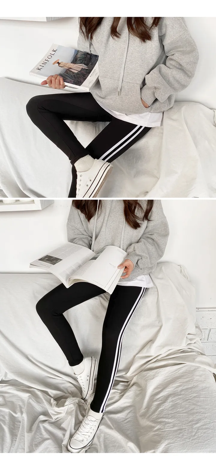 [따뜻편안]당일발송 ~2XL 핏대박! 쫀쫀 스판 융털 기모 옆 두줄 레깅스 팬츠 빅사이즈까지 이게 바로 꾸안꾸지 상세 이미지 12