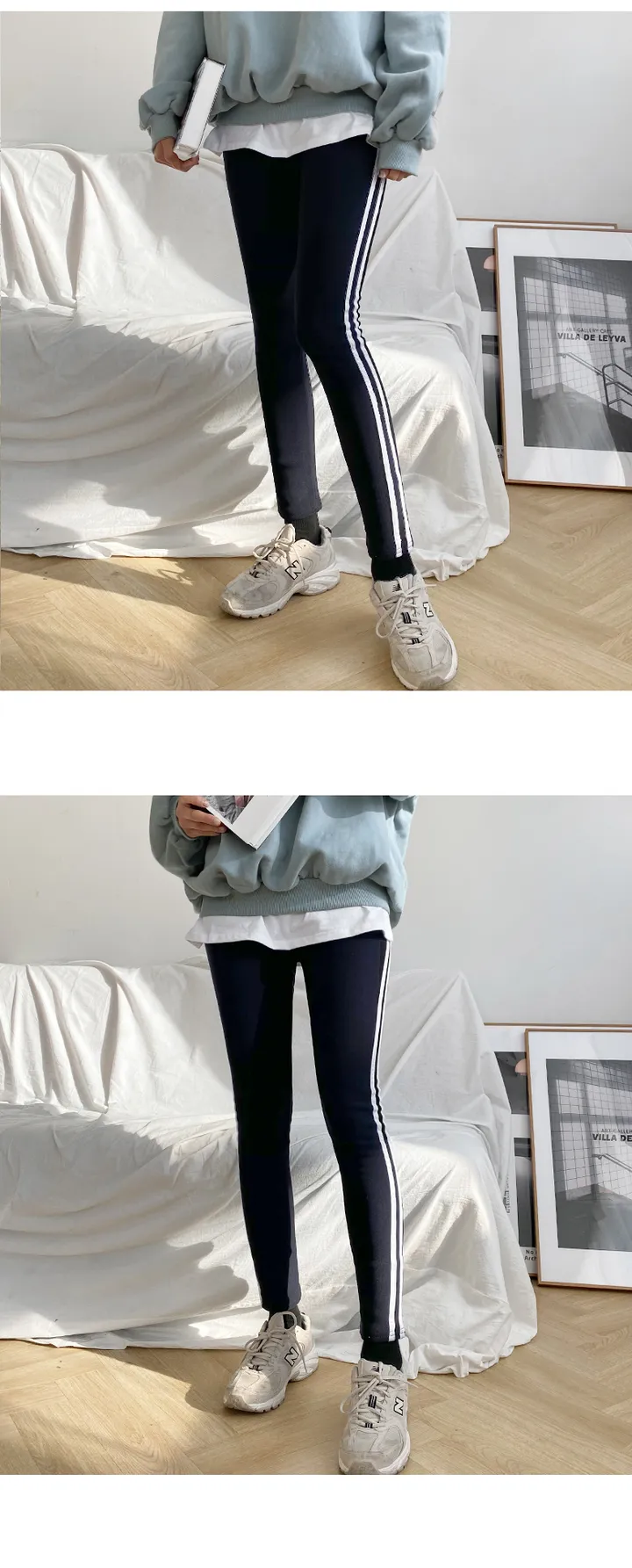 [따뜻편안]당일발송 ~2XL 핏대박! 쫀쫀 스판 융털 기모 옆 두줄 레깅스 팬츠 빅사이즈까지 이게 바로 꾸안꾸지 상세 이미지 14