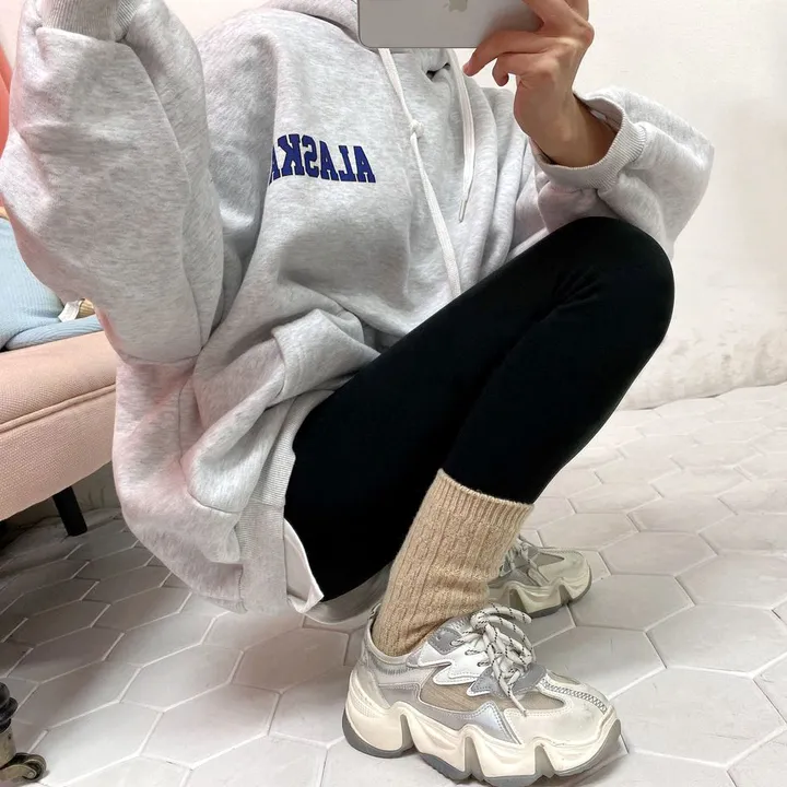 [44-88] 한파걱정없는 융털 마약 스판 레깅스 , 기본 / 두줄라인 상세 이미지 17