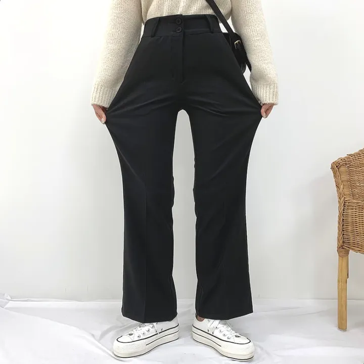 [~XL스판좋은!!/고퀄]투버튼 오비 스판 넘예쁜 세미 부츠 하이웨스트 슬랙스 상세 이미지 3