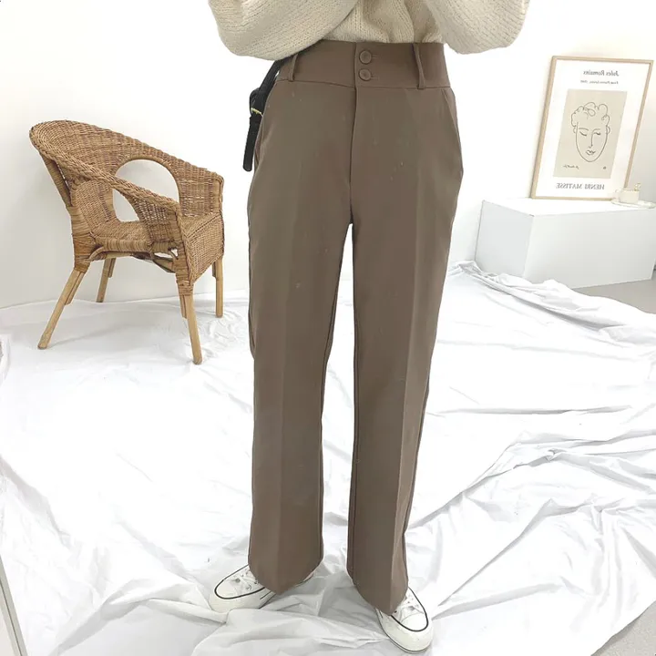 [~XL스판좋은!!/고퀄]투버튼 오비 스판 넘예쁜 세미 부츠 하이웨스트 슬랙스 상세 이미지 23