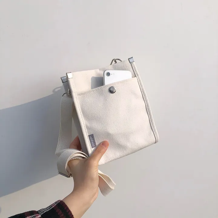 [국내제작] 캔버스 핸드폰 가방 미니 크로스 에코백 (2color) 상세 이미지 5