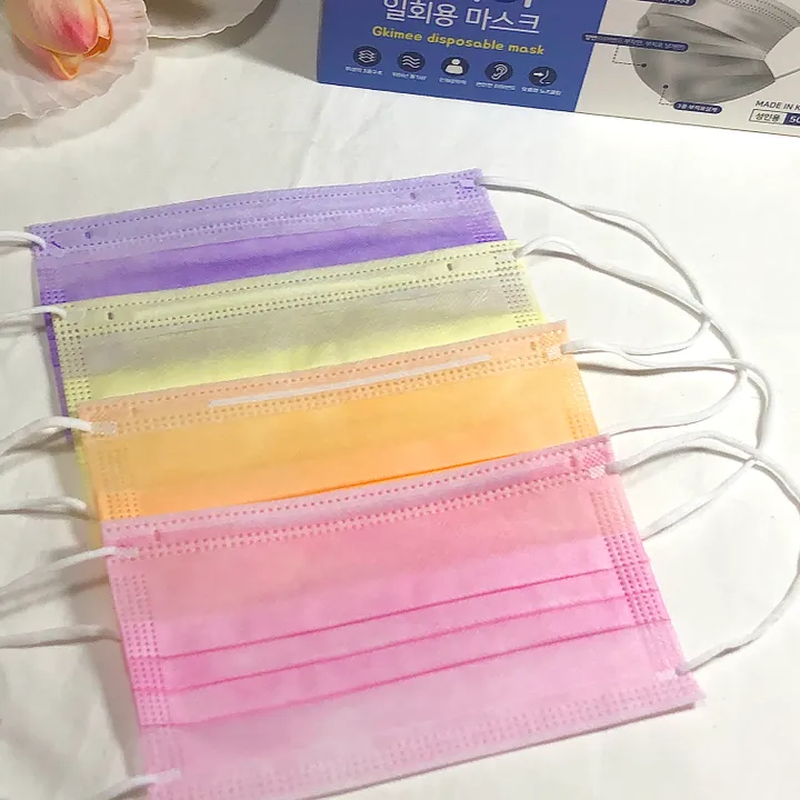 파스텔 컬러  일회용 마스크 50개 1set 한박스 6color 상세 이미지 4