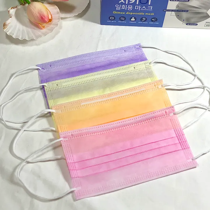 파스텔 컬러  일회용 마스크 50개 1set 한박스 6color 상세 이미지 5