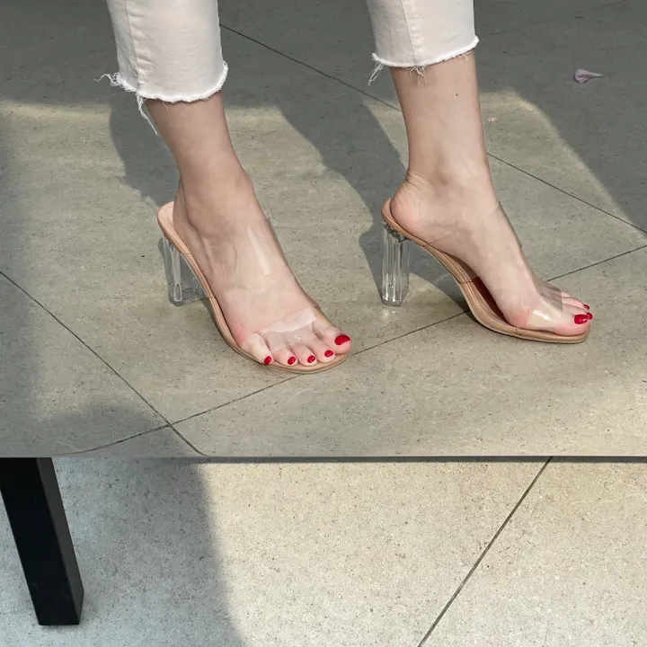 [단독/비율깡패] 투명 PVC 스트랩 뮬 샌들힐 6cm, 9cm 상세 이미지 5
