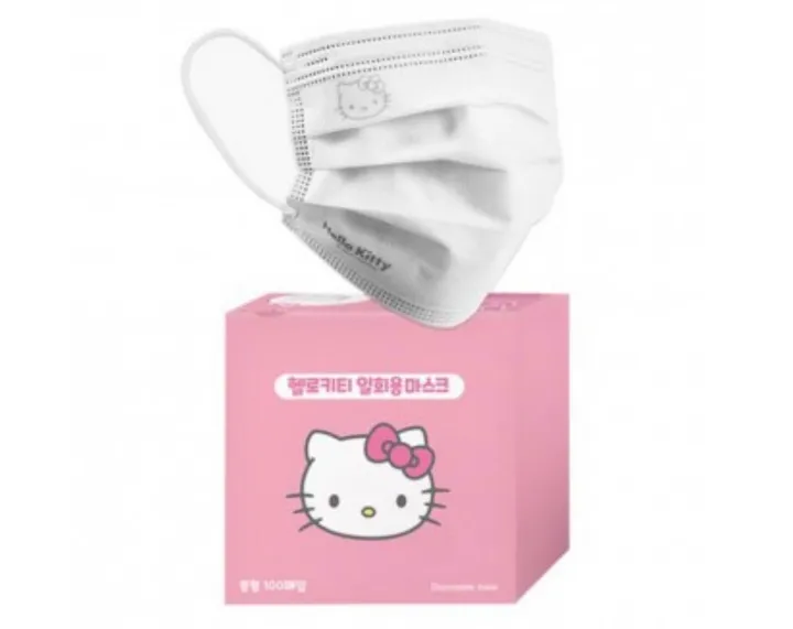 원가인하!! 빠른출고당일출고 블랙,화이트 (정품) 헬로키티 화이트 일회용 마스크 중형 상세 이미지 2