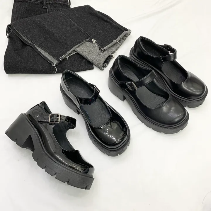 에나멜 유광 가보시 통굽 메리제인 스트랩 로퍼힐 6.5cm 상세 이미지 1