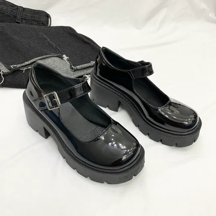 에나멜 유광 가보시 통굽 메리제인 스트랩 로퍼힐 6.5cm 상세 이미지 5