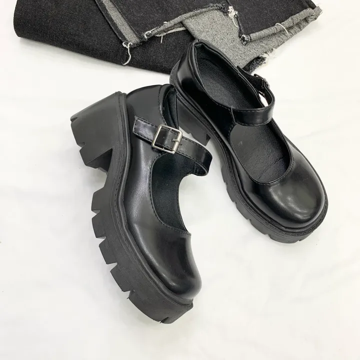 에나멜 유광 가보시 통굽 메리제인 스트랩 로퍼힐 6.5cm 상세 이미지 9