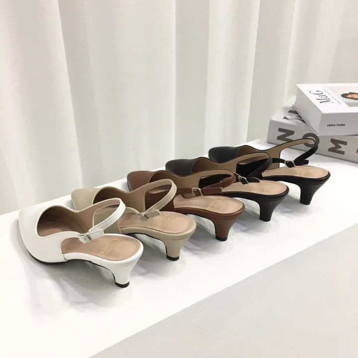 [당일배송/국산수제] 5cm,7cm 스틸레토 쿠션 베이직 슬링백힐 5컬러 225mm~255mm 상세 이미지 3