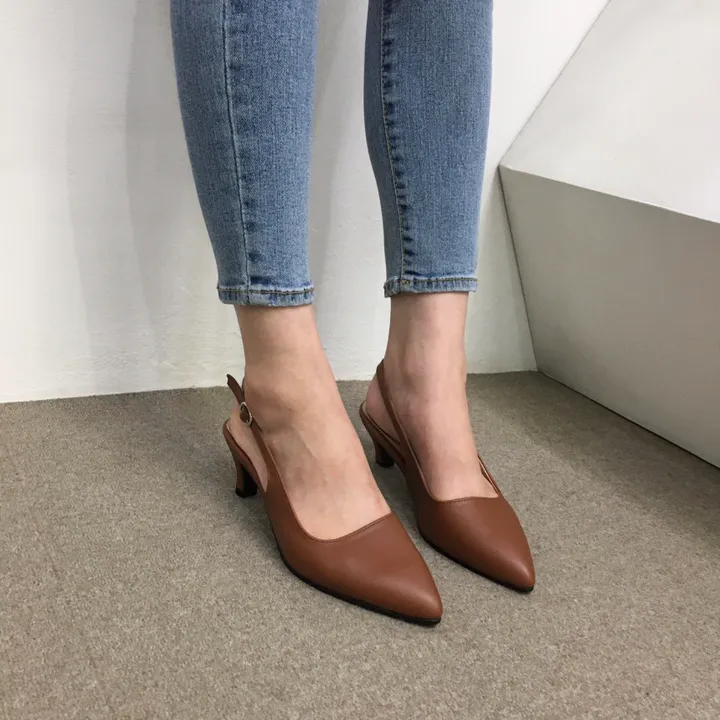 [당일배송/국산수제] 5cm,7cm 스틸레토 쿠션 베이직 슬링백힐 5컬러 225mm~255mm 상세 이미지 39