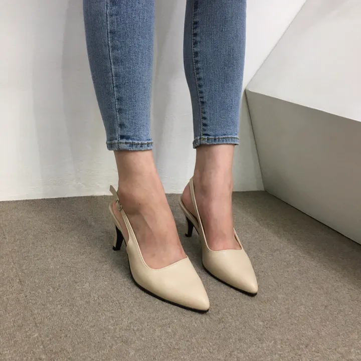 [당일배송/국산수제] 5cm,7cm 스틸레토 쿠션 베이직 슬링백힐 5컬러 225mm~255mm 상세 이미지 67