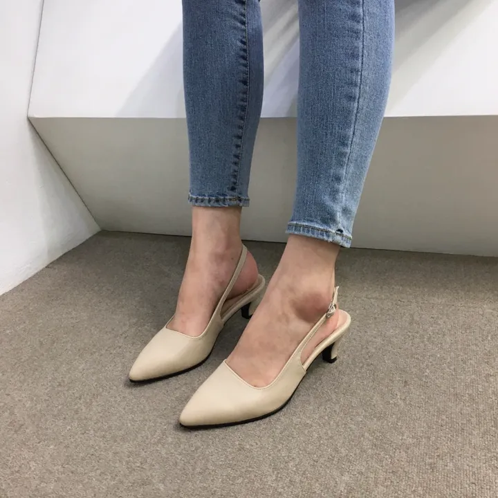 [당일배송/국산수제] 5cm,7cm 스틸레토 쿠션 베이직 슬링백힐 5컬러 225mm~255mm 상세 이미지 33