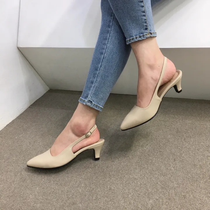 [당일배송/국산수제] 5cm,7cm 스틸레토 쿠션 베이직 슬링백힐 5컬러 225mm~255mm 상세 이미지 34