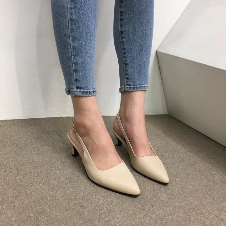[당일배송/국산수제] 5cm,7cm 스틸레토 쿠션 베이직 슬링백힐 5컬러 225mm~255mm 상세 이미지 32