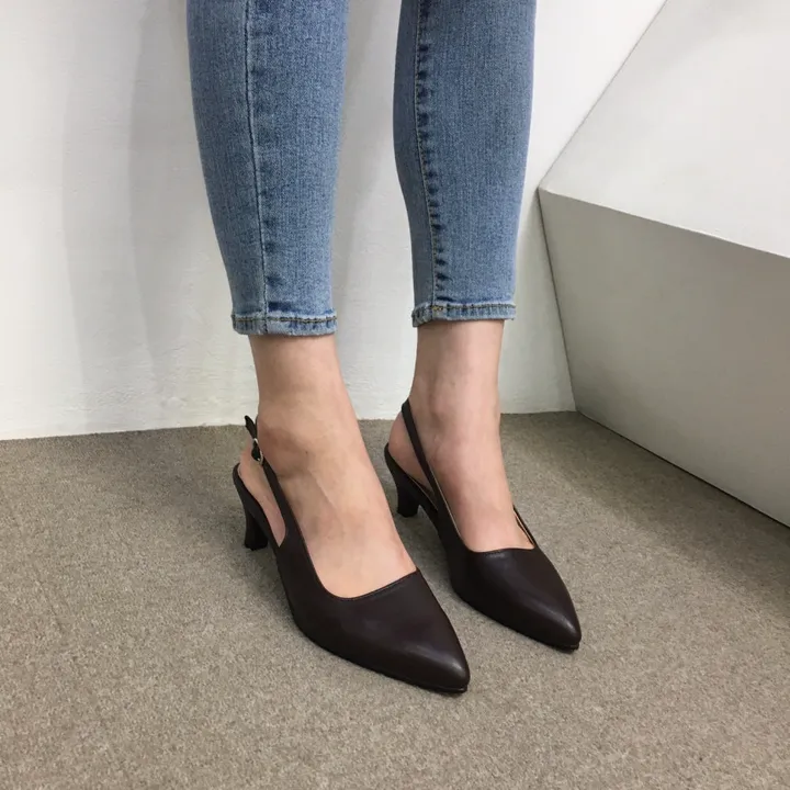 [당일배송/국산수제] 5cm,7cm 스틸레토 쿠션 베이직 슬링백힐 5컬러 225mm~255mm 상세 이미지 46