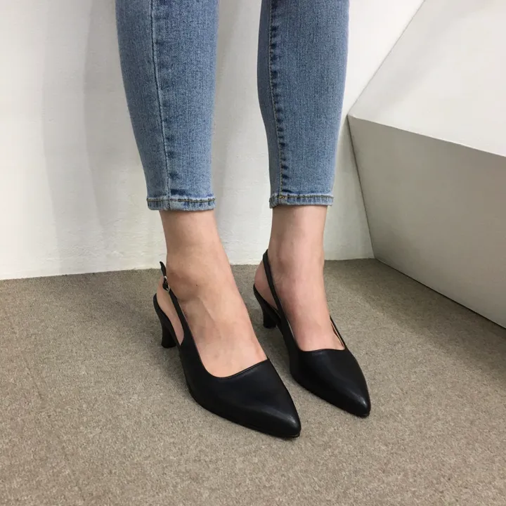 [당일배송/국산수제] 5cm,7cm 스틸레토 쿠션 베이직 슬링백힐 5컬러 225mm~255mm 상세 이미지 53